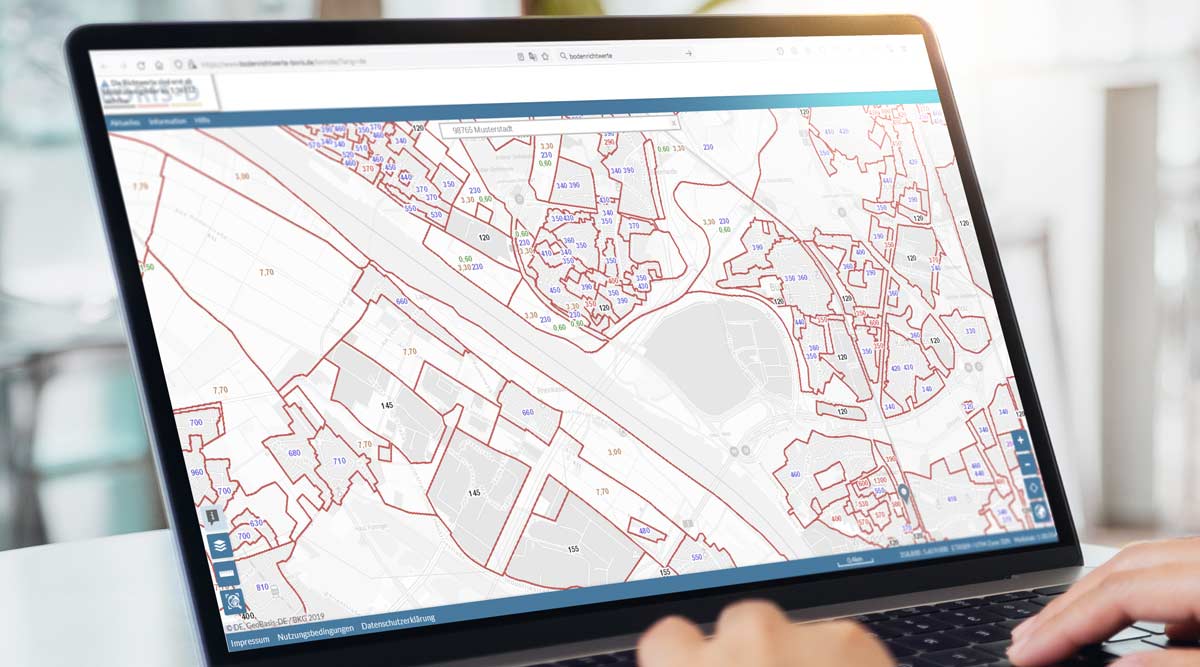 Screenshot einer Bodenrichtwert-Recherche